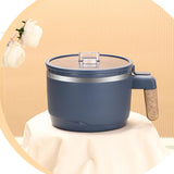 Maxbell Ramen Bowl with Lid Wooden Handle Noodles Bowl for Camping Dorm Travel Dark Blue