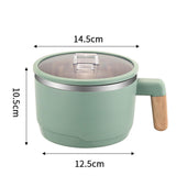 Maxbell Ramen Bowl with Lid Wooden Handle Noodles Bowl for Camping Dorm Travel Light Green