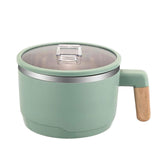 Maxbell Ramen Bowl with Lid Wooden Handle Noodles Bowl for Camping Dorm Travel Light Green