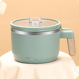 Maxbell Ramen Bowl with Lid Wooden Handle Noodles Bowl for Camping Dorm Travel Light Green
