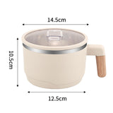 Maxbell Ramen Bowl with Lid Wooden Handle Noodles Bowl for Camping Dorm Travel Beige