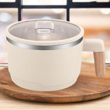 Maxbell Ramen Bowl with Lid Wooden Handle Noodles Bowl for Camping Dorm Travel Beige