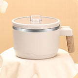 Maxbell Ramen Bowl with Lid Wooden Handle Noodles Bowl for Camping Dorm Travel Beige