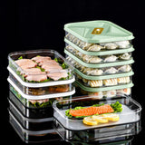 Maxbell Food Storage Box Refrigerator Dumplings Organizer Easily Clean Stackable white