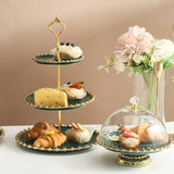 Maxbell European Style Ceramic Cake Stand Fruit Rack Serving Tray for Snack  Green