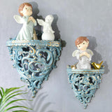 Maxbell Retro Wall Floating Shelf Resin Decorative for Hallway Living Room Home Blue S