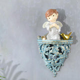 Maxbell Retro Wall Floating Shelf Resin Decorative for Hallway Living Room Home L Blue