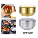 Maxbell Metal Bowl with Lid 304 Stainless Steel Bowl for Salad Appetizer Cereal 12.5cm Aureate