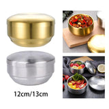 Maxbell Metal Bowl with Lid 304 Stainless Steel Bowl for Salad Appetizer Cereal 12.5cm Aureate