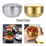 Maxbell Metal Bowl with Lid 304 Stainless Steel Bowl for Salad Appetizer Cereal 12.5cm Aureate