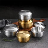 Maxbell Metal Bowl with Lid 304 Stainless Steel Bowl for Salad Appetizer Cereal 12.5cm Aureate