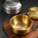 Maxbell Metal Bowl with Lid 304 Stainless Steel Bowl for Salad Appetizer Cereal 12.5cm Aureate