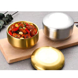 Maxbell Metal Bowl with Lid 304 Stainless Steel Bowl for Salad Appetizer Cereal 13.5cm Aureate