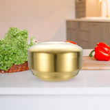Maxbell Metal Bowl with Lid 304 Stainless Steel Bowl for Salad Appetizer Cereal 13.5cm Aureate