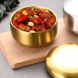 Maxbell Metal Bowl with Lid 304 Stainless Steel Bowl for Salad Appetizer Cereal 13.5cm Aureate
