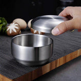Maxbell Metal Bowl with Lid 304 Stainless Steel Bowl for Salad Appetizer Cereal 12.5cm Argent