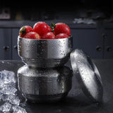 Maxbell Metal Bowl with Lid 304 Stainless Steel Bowl for Salad Appetizer Cereal 12.5cm Argent