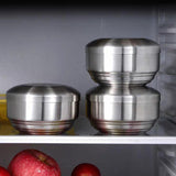 Maxbell Metal Bowl with Lid 304 Stainless Steel Bowl for Salad Appetizer Cereal 12.5cm Argent