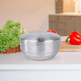 Maxbell Metal Bowl with Lid 304 Stainless Steel Bowl for Salad Appetizer Cereal 12.5cm Argent