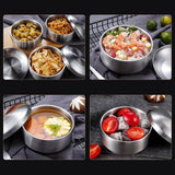 Maxbell Metal Bowl with Lid 304 Stainless Steel Bowl for Salad Appetizer Cereal 13.5cm Argent