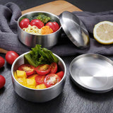 Maxbell Metal Bowl with Lid 304 Stainless Steel Bowl for Salad Appetizer Cereal 13.5cm Argent