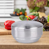 Maxbell Metal Bowl with Lid 304 Stainless Steel Bowl for Salad Appetizer Cereal 13.5cm Argent