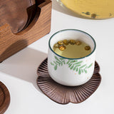 Maxbell Reusable Wooden Coaster Cup Mat Flower Home Decor for Restaurant Countertop Black walnut