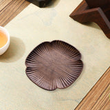 Maxbell Reusable Wooden Coaster Cup Mat Flower Home Decor for Restaurant Countertop Black walnut