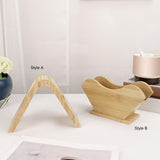 Maxbell Fan Shape Coffee Filter Paper Holder Shelf Stand Wood for Countertop Office Style A