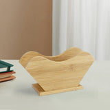 Maxbell Fan Shape Coffee Filter Paper Holder Shelf Stand Wood for Countertop Office Style B