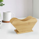 Maxbell Fan Shape Coffee Filter Paper Holder Shelf Stand Wood for Countertop Office Style B