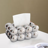 Maxbell Egg Shaped Tissue Boxes Holder Storage Box Ceramic Chic for Hotel Room Decor Argent