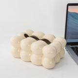 Maxbell Egg Shaped Tissue Boxes Holder Storage Box Ceramic Chic for Hotel Room Decor White