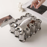 Maxbell Elegant Tissue Dispenser Box Decor Stylish Square for Vanity Table Desk Car Argent