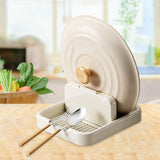 Maxbell Kitchen Pot Lid Holder Kitchen Tool Cooking Spatula Rack Multifunction White