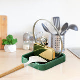 Maxbell Kitchen Pot Lid Holder Kitchen Tool Cooking Spatula Rack Multifunction Green