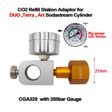 Maxbell CO2 Cylinder Refill Adapter Bottle Connector Pressure Gauge for Maker style D