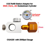 Maxbell CO2 Cylinder Refill Adapter Bottle Connector Pressure Gauge for Maker style F