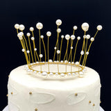 Maxbell Modern Pearl Crown Cake Topper Tiaras for Birthday Baby Shower Wedding