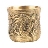 Maxbell Vintage Brass Cup Drinking Glass Engraved Gifts Classical Crafts for Bar