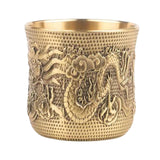 Maxbell Vintage Brass Cup Drinking Glass Engraved Gifts Classical Crafts for Bar