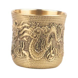Maxbell Vintage Brass Cup Drinking Glass Engraved Gifts Classical Crafts for Bar