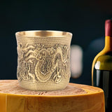 Maxbell Vintage Brass Cup Drinking Glass Engraved Gifts Classical Crafts for Bar