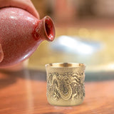 Maxbell Vintage Brass Cup Drinking Glass Engraved Gifts Classical Crafts for Bar
