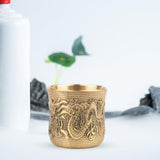 Maxbell Vintage Brass Cup Drinking Glass Engraved Gifts Classical Crafts for Bar