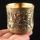 Maxbell Vintage Brass Cup Drinking Glass Engraved Gifts Classical Crafts for Bar