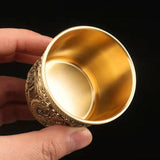 Maxbell Vintage Brass Cup Drinking Glass Engraved Gifts Classical Crafts for Bar