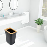 Maxbell Modern Trash Bin Garbage Can Wastebasket Dustbin Bucket for Toilet Bedroom Black 7L