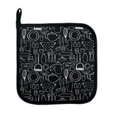 Maxbell Oven Gloves Oven Gloves with Pot Holders Set Baking Living Accessory Black