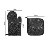 Maxbell Oven Gloves Oven Gloves with Pot Holders Set Baking Living Accessory Black